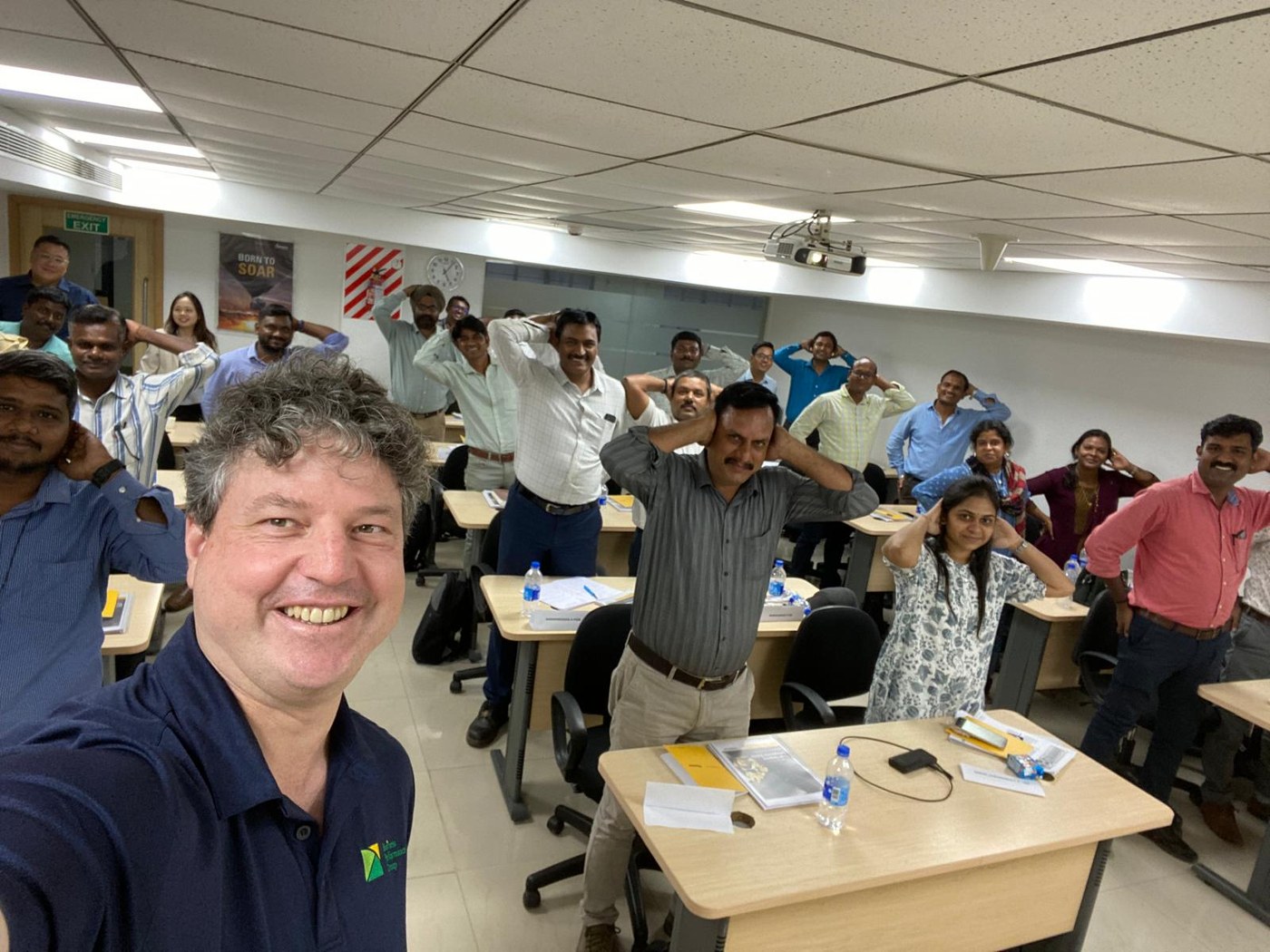 Aftermarket Sales Training cohort in Chennai, India, mid-energiser exercise